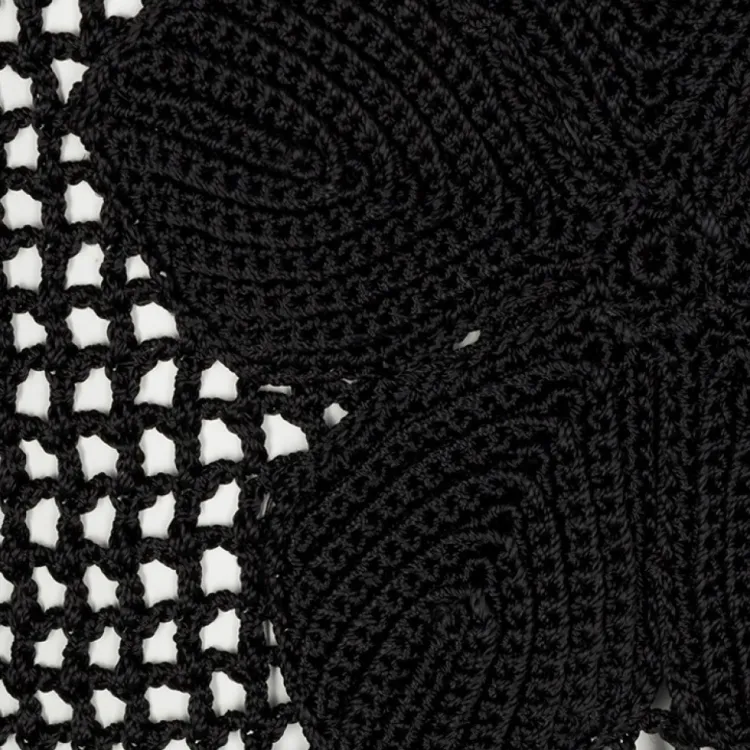 Women Réalisation Par Crochet Flower Top - Black