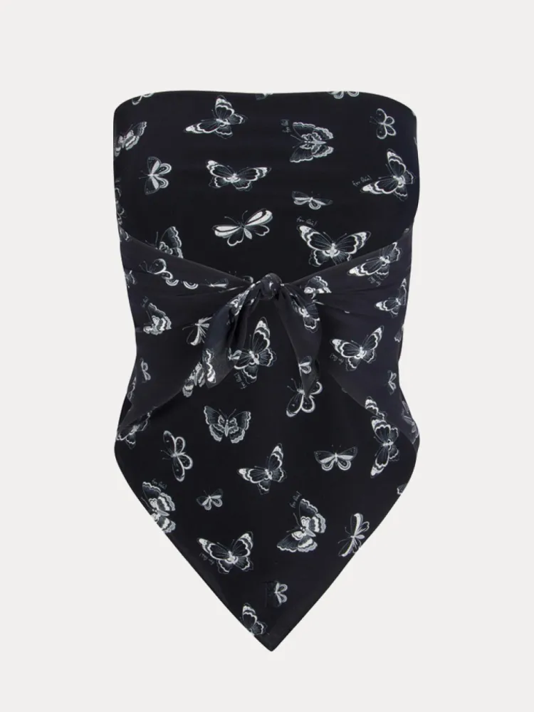 Women Réalisation Par Handkerchief - Navy Butterfly