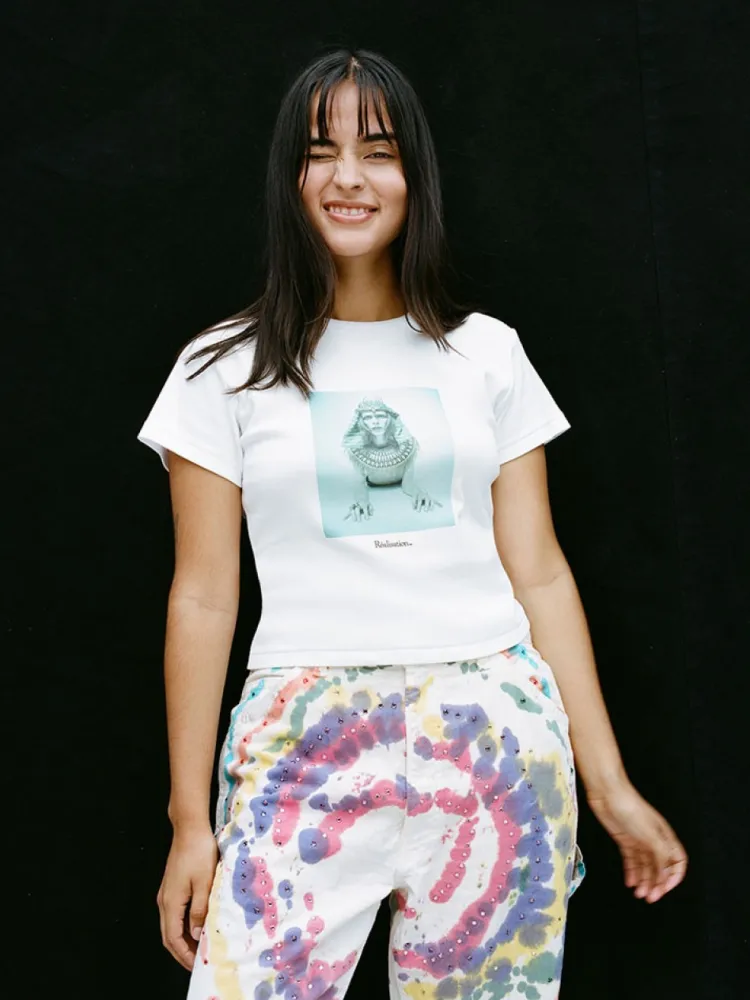 Women Réalisation Par Hunky Dory Baby Tee - White
